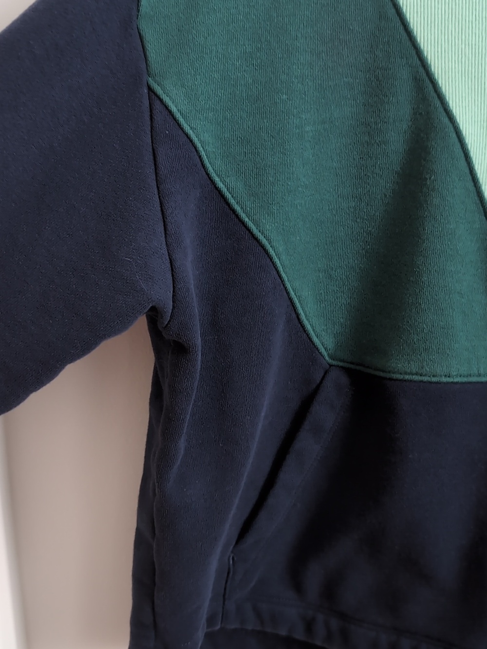 Outdoor Voices Cotton Terry 1/2 Zip Women Cropped Sweatshirt Blue Color block - Picture 3 of 9